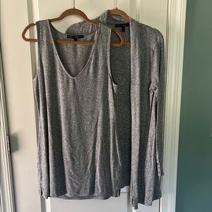 White House Black Market Gray Tank Top and Cardigan Set